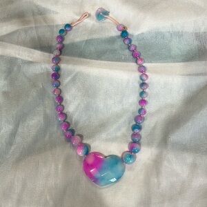 Lola Rose London cotton candy colored heart on beaded necklace